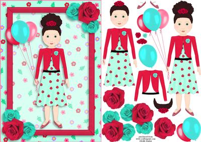 Party Girl Mint and Rose A5 Decoupage
