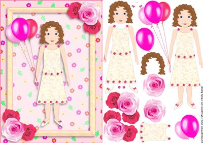 Party Girl Cream and Pink Roses A5 Decoupage