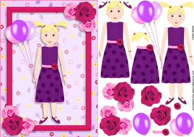 Party Girl Purple and Pink A5 Decoupage
