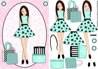 Teen Girl Boxes & Bags in Mint & Pink Card Front & Decoupage
