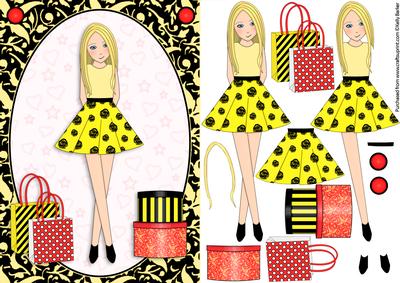 Teen Girl Blonde Boxes & Bags in Yellow A5 Decoupage