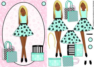 Teen Girl Ethnic Blonde Boxes & Bags in Mint A5 Decoupage