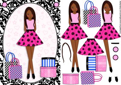 Teen Girl Ethnic Brunette Boxes & Bags in Pink A5 Decoupage