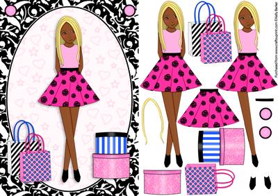 Teen Girl Ethnic Blonde Boxes & Bags in Pink A5 Decoupage