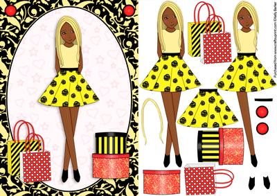 Teen Girl Ethnic Blonde Boxes & Bags Yellow A5 Decoupage