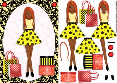 Teen Girl Ethnic Red Head Boxes & Bags Yellow A5 Decoupage