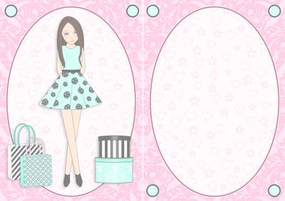 Teen Girl Brunette Boxes & Bags in Mint & Pink A5 Insert
