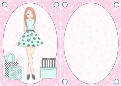 Teen Girl Red Head Boxes & Bags in Mint & Pink A5 Insert