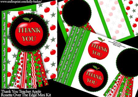 Thank You Teacher Apple Rosette Over the Edge