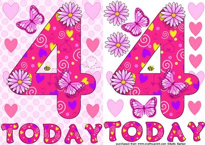 Four Today Girl Butterflies and Flowers A5 Decoupage