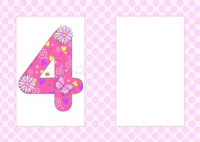 Four Today Girl Butterflies and Flowers A5 Insert