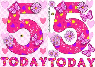Five Today Girl Butterflies and Flowers A5 Decoupage