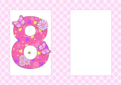 Eight Today Girl Butterflies and Flowers A5 Insert