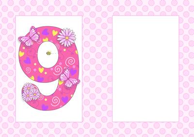 Nine Today Girl Butterflies and Flowers A5 Insert