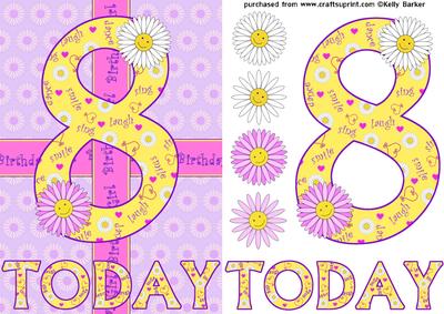 Eight Today Birthday Daisies A5 Decoupage