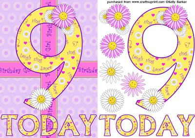 Nine Today Birthday Daisies A5 Decoupage