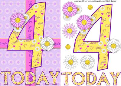 Four Today Birthday Daisies A5 Decoupage