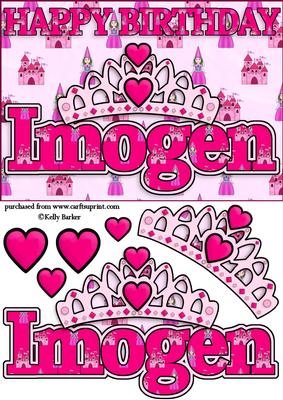 Birthday Princess A5 Name Card Imogen