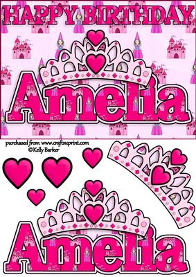 Birthday Princess A5 Name Card Amelia