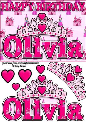 Birthday Princess A5 Name Card Olivia