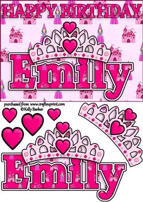Birthday Princess A5 Name Card Emily