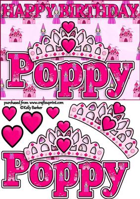 Birthday Princess A5 Name Card Poppy