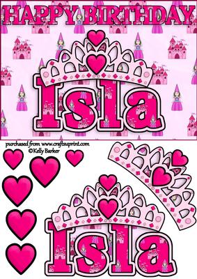 Birthday Princess A5 Name Card Isla