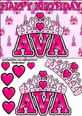 Birthday Princess A5 Name Card Ava