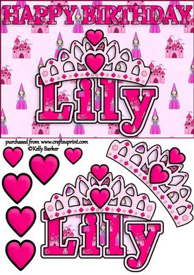 Birthday Princess A5 Name Card Lily