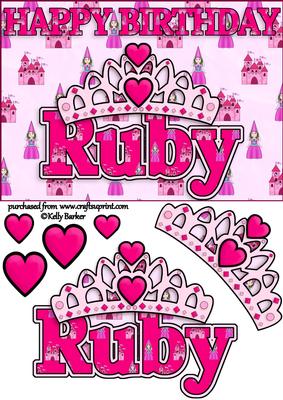 Birthday Princess A5 Name Card Ruby