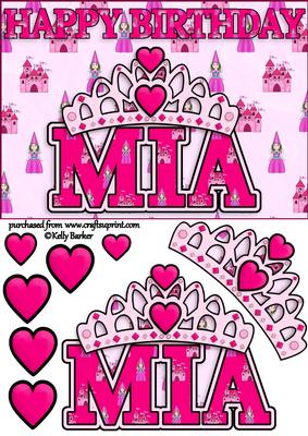 Birthday Princess A5 Name Card Mia