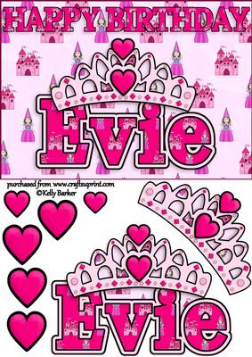 Birthday Princess A5 Name Card Evie