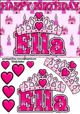 Birthday Princess A5 Name Card Ella