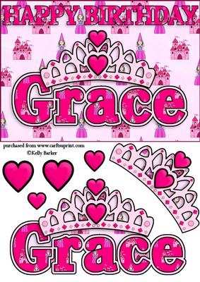 Birthday Princess A5 Name Card Grace