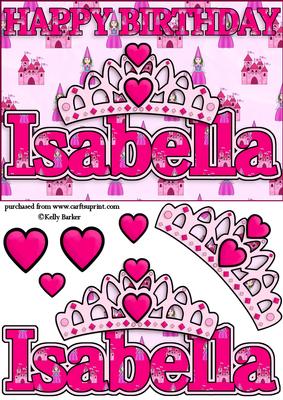 Birthday Princess A5 Name Card Isabella
