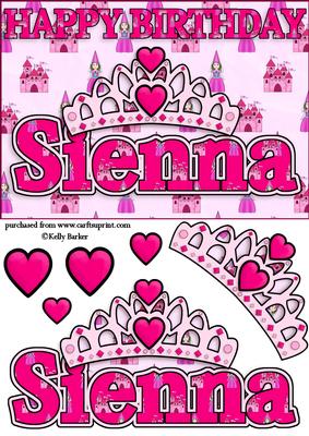 Birthday Princess A5 Name Card Sienna