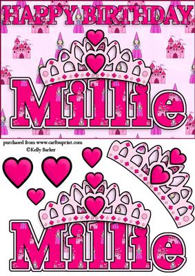 Birthday Princess A5 Name Card Millie