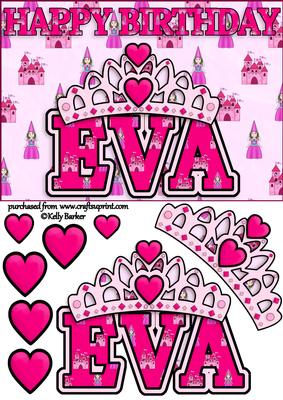 Birthday Princess A5 Name Card Eva
