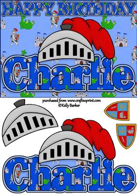 Birthday Knight A5 Name Card Charlie