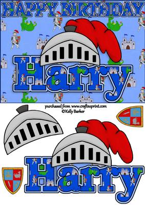 Birthday Knight A5 Name Card Harry