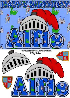 Birthday Knight A5 Name Card Alfie