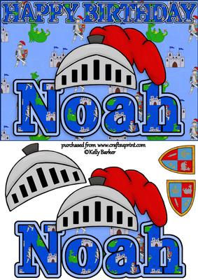 Birthday Knight A5 Name Card Noah