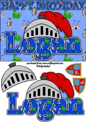 Birthday Knight A5 Name Card Logan