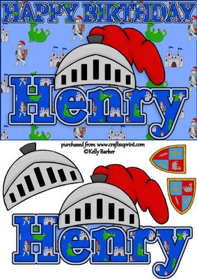 Birthday Knight A5 Name Card Henry