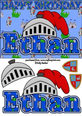 Birthday Knight A5 Name Card Ethan