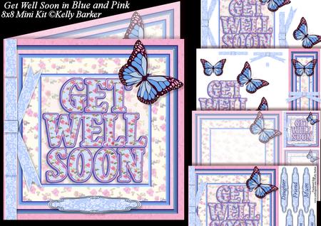 Get Well Soon in Blue and Pink 8x8 Square Mini Kit