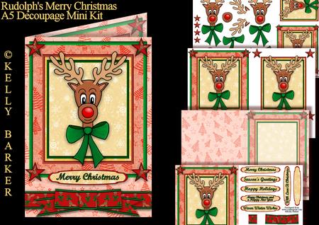 Rudolph's Merry Christmas A5 Decoupage Mini Kit