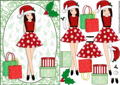 Christmas Shopping Boxes and Bags Brunette Decoupage