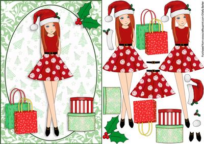 Christmas Shopping Boxes and Bags Red Head Decoupage