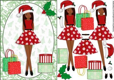 Christmas Shopping Boxes and Bags Brunette Ethnic Decoupage